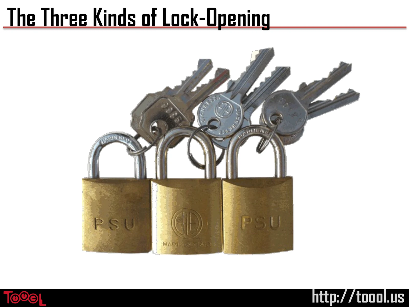 Slide 3: The Three Kinds of Lock-Opening