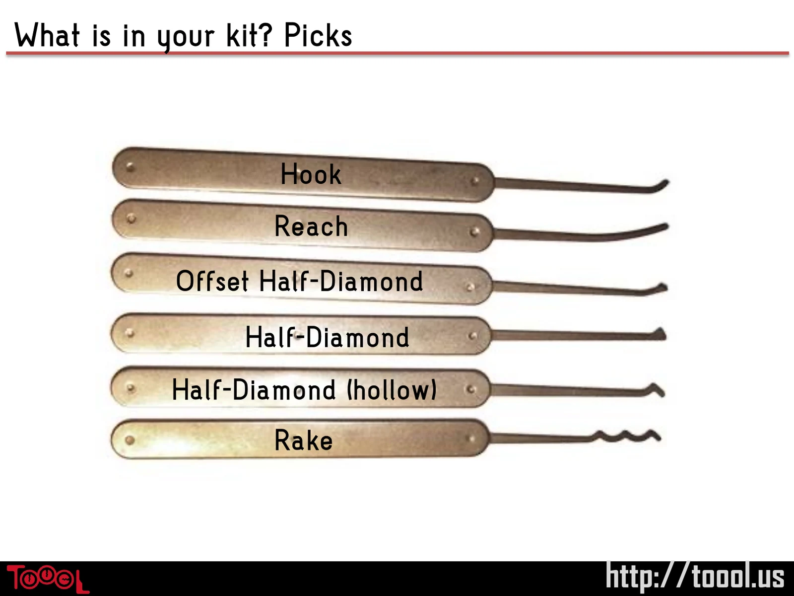 Slide 60: What is in your kit? Picks